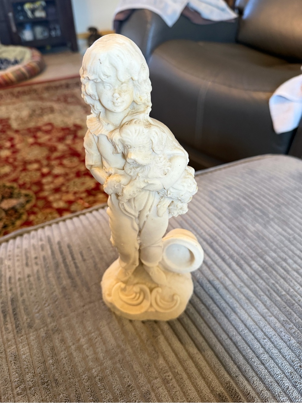 Ivory Resin Cherub Figurine Home Accent - Ivory